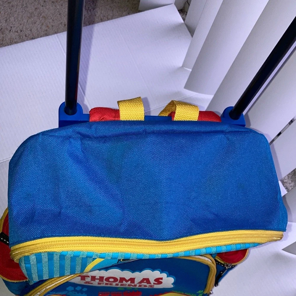 Thomas & Friends Kids 17” Blue Travel Roller Bag Backpack - Picture 7 of 17
